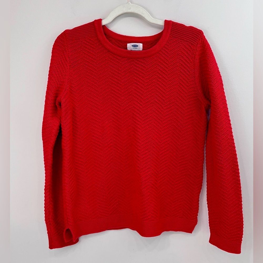 Old Navy Red Knit Cotton Sweater Medium